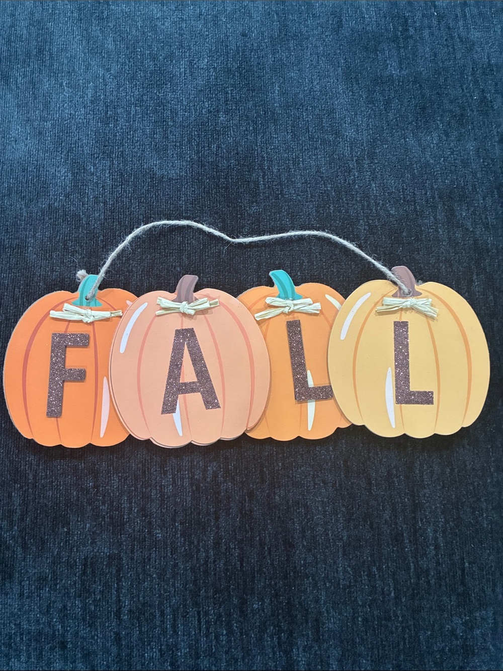 NWT- Brown Glittered FALL Orange Pumpkin Decor Sign